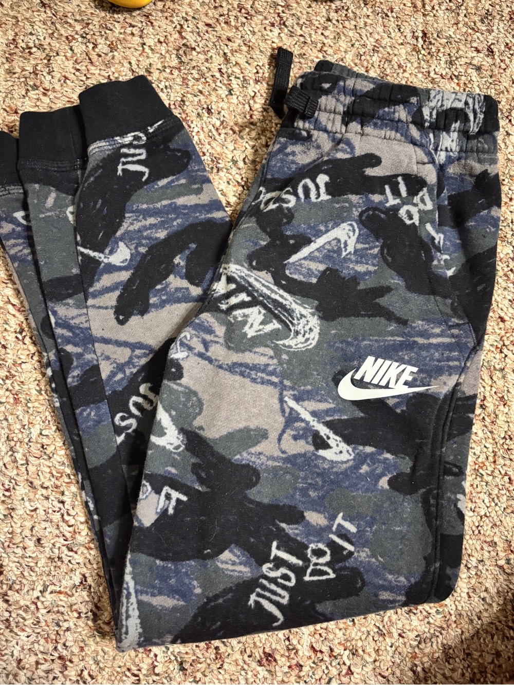 Nike Kids' Grey Camo 'Just Do It' Jogger Bottoms